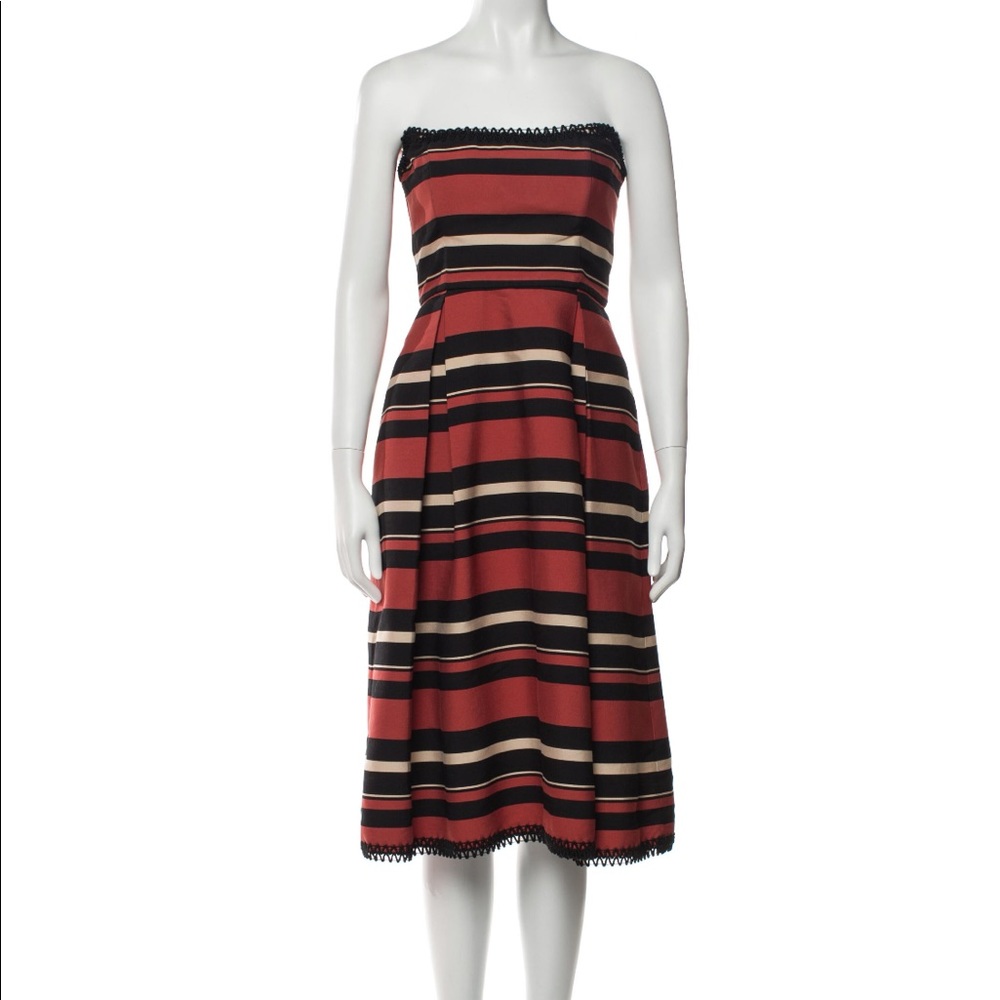 Nicholas Strapless Stripe midi dress